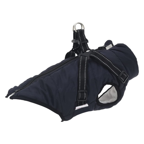 Abrigo perro con arnés impermeable reflectante S azul marino