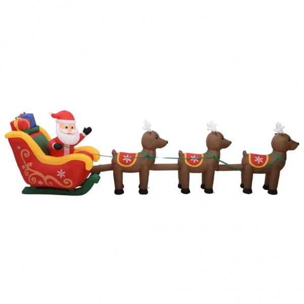 Adorno inflable de Navidad Papá Noel y renos LED 490 cm