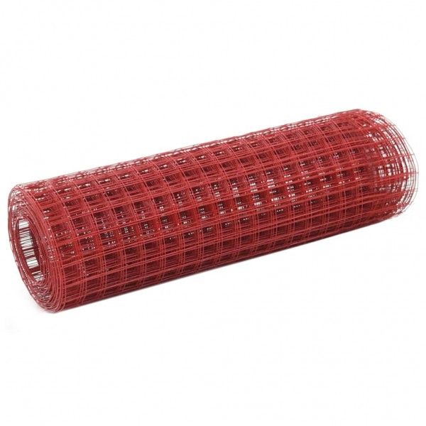 Alambrada de gallinero acero revestimiento PVC rojo 10x0.5 m