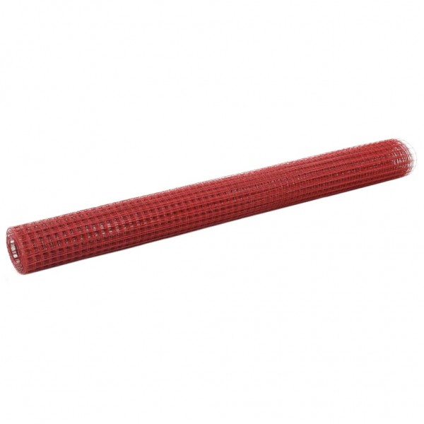Alambrada de gallinero acero revestimiento PVC rojo 10x1.5 m