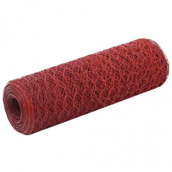 Alambrada de gallinero acero revestimiento PVC rojo 25x0.5 m