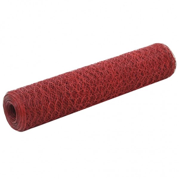 Alambrada de gallinero acero revestimiento PVC rojo 25x0.75 m