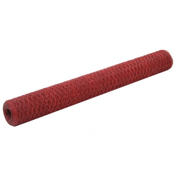 Alambrada de gallinero acero revestimiento PVC rojo 25x1.2 m