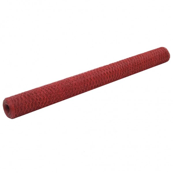 Alambrada de gallinero acero revestimiento PVC rojo 25x1.5 m