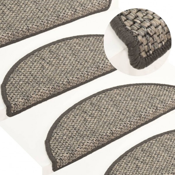 Alfombra autoadhesiva escalera sisal 15 uds plateado 56x17x3 cm