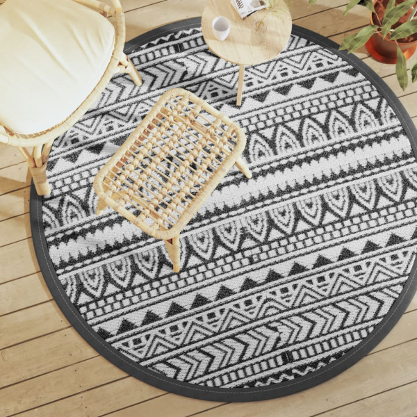 Alfombra de exterior PP negro Ø160 cm