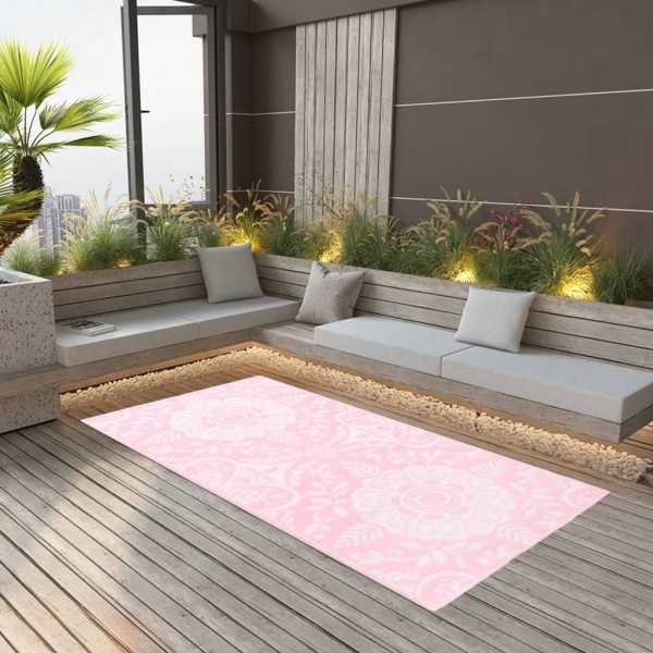 Alfombra de exterior PP rosa 190x290 cm