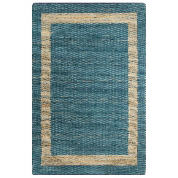 Alfombra hecha a mano de yute azul 120x180 cm