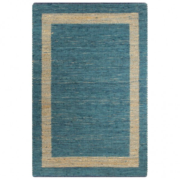 Alfombra hecha a mano de yute azul 160x230 cm
