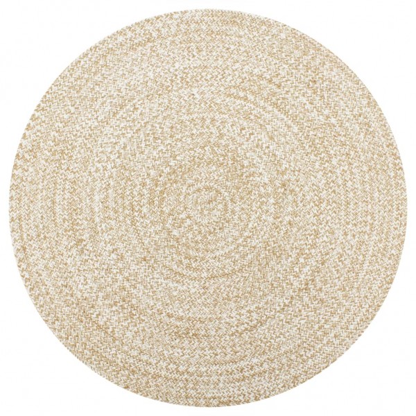 Alfombra hecha a mano de yute blanca y natural 150 cm