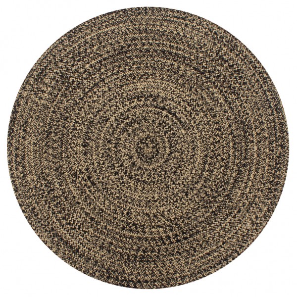 Alfombra hecha a mano de yute negra y natural 150 cm