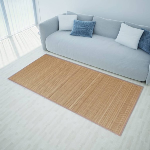 Alfombra rectangular de bambú marrón 120 x 180 cm