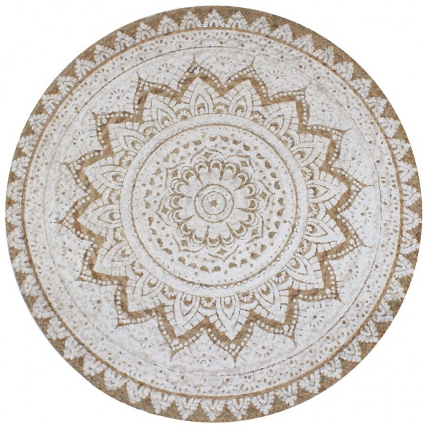 Alfombra redonda 90 cm yute trenzado estampado