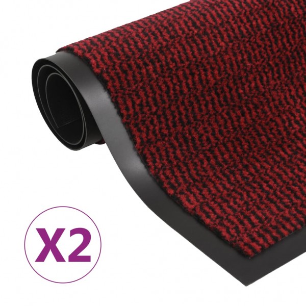 Alfombras de entrada rectangulares de nudo 2 uds rojo 90x150 cm