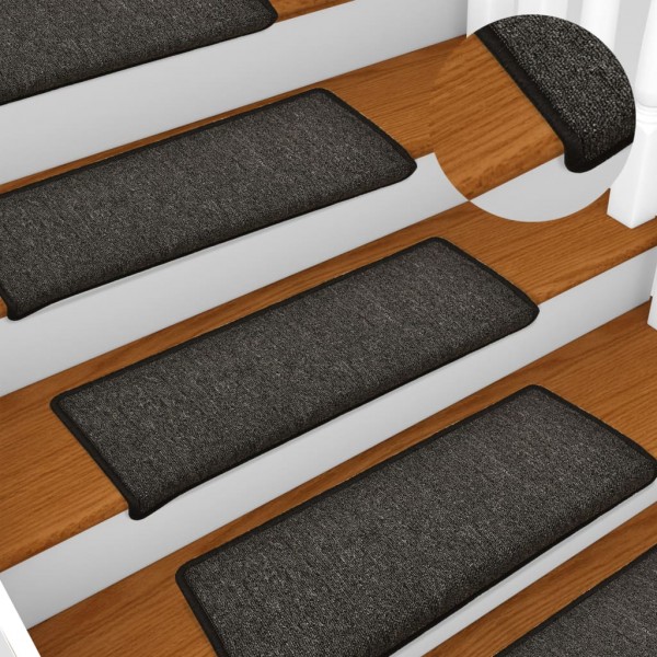 Alfombras de peldaños de escalera 15 uds antracita 65x21x4 cm