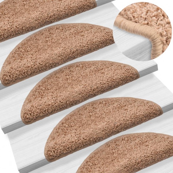 Alfombras de peldaños de escalera 15 uds beige 65x21x4 cm
