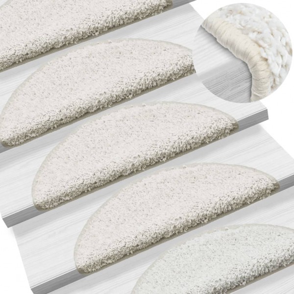 Alfombras de peldaños de escalera 15 uds blanco 65x21x4 cm