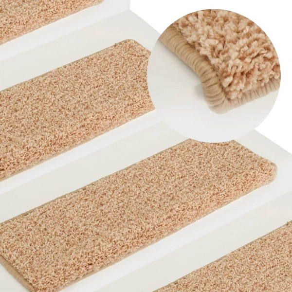 Alfombras de peldaños de escalera 15 uds dorado 65x21x4 cm