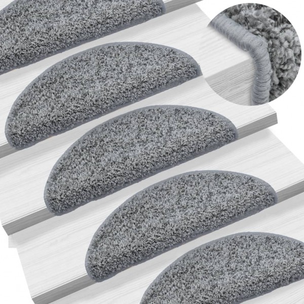 Alfombras de peldaños de escalera 15 uds gris 56x17x3 cm