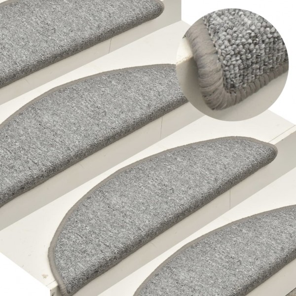 Alfombras de peldaños de escalera 15 uds gris claro 56x17x3 cm