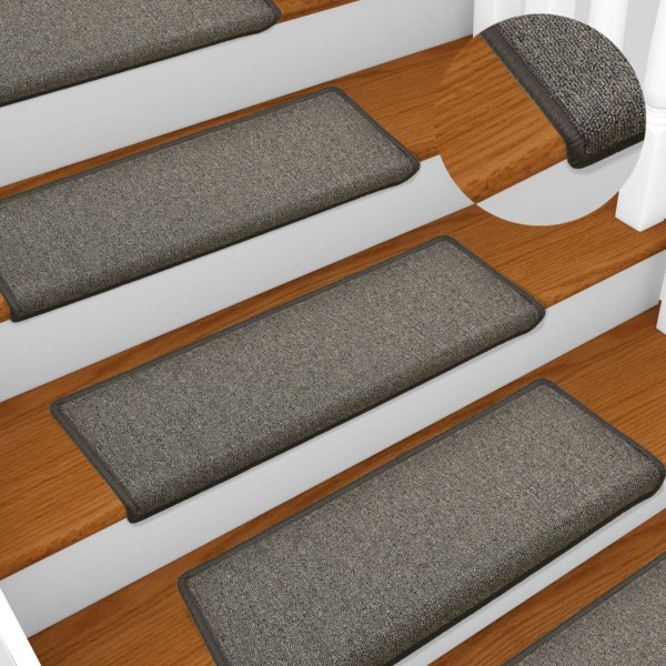 Alfombras de peldaños de escalera 15 uds gris oscuro 65x21x4 cm