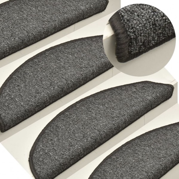 Alfombras de peldaños de escalera 15 uds gris oscuro 65x24x4 cm