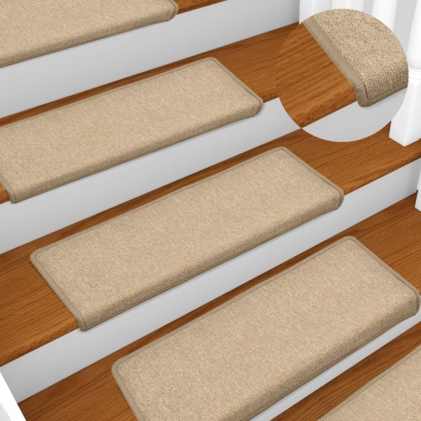 Alfombras de peldaños de escalera 15 uds gris topo 65x21x4 cm