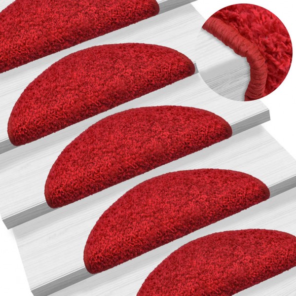 Alfombras de peldaños de escalera 15 uds rojo 56x17x3 cm