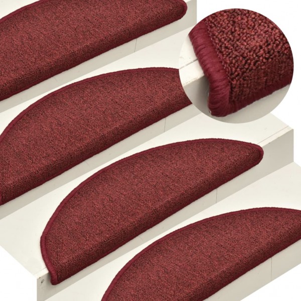 Alfombras de peldaños de escalera 15 uds rojo 65x24x4 cm