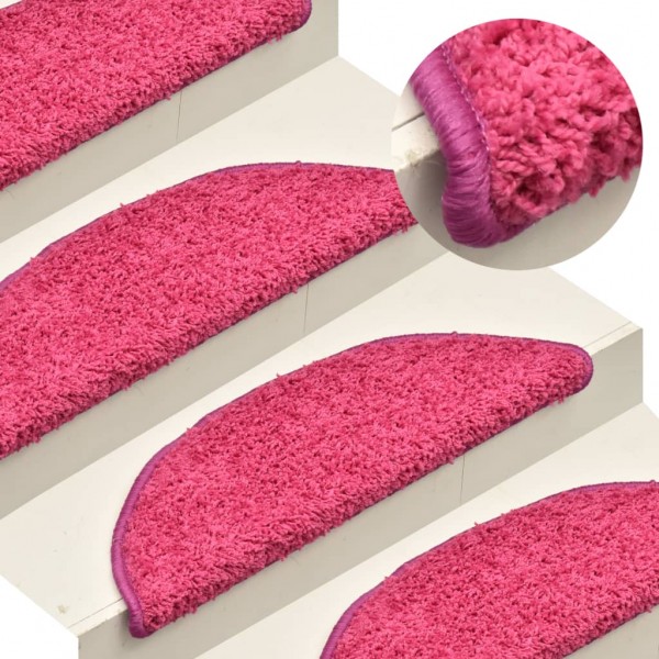 Alfombras de peldaños de escalera 15 uds rosa 56x17x3 cm
