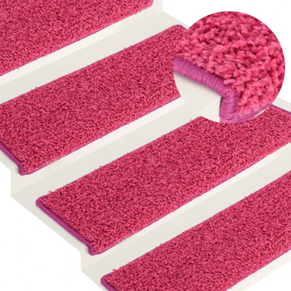 Alfombras de peldaños de escalera 15 uds rosa 65x21x4 cm
