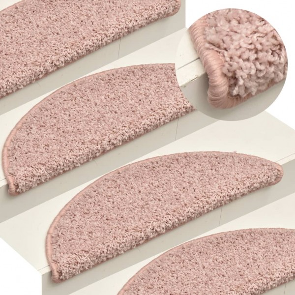 Alfombras de peldaños de escalera 15 uds rosa claro 65x21x4 cm