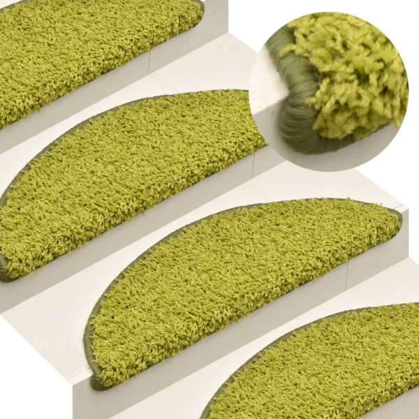 Alfombras de peldaños de escalera 15 uds verde 56x17x3 cm