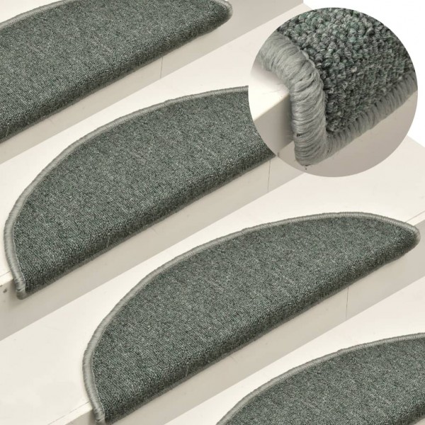 Alfombras de peldaños de escalera 15 uds verde oscuro 65x24x4cm