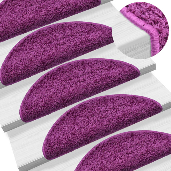 Alfombras de peldaños de escalera 15 uds violeta 65x21x4 cm