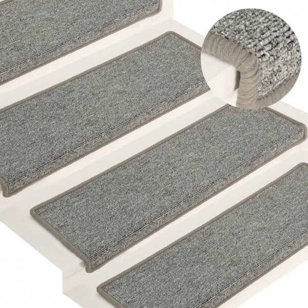 Alfombras de peldaños de escalera 15uds blanco y gris 65x21x4cm