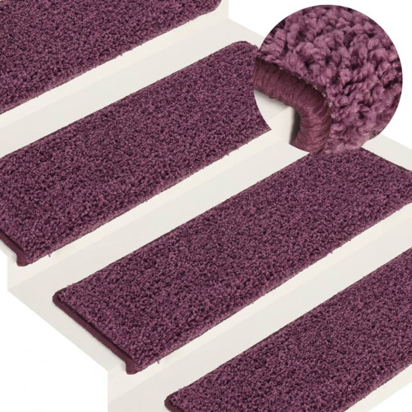 Alfombras de peldaños de escalera 15uds morado oscuro 65x21x4cm