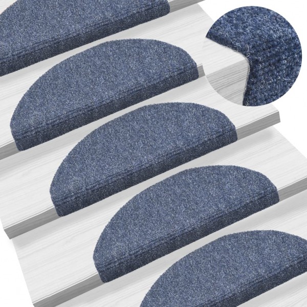 Alfombrilla autoadhesiva de escalera 10 uds 65x21x4 cm azul