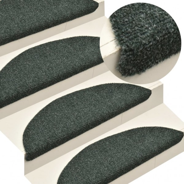 Alfombrilla autoadhesiva de escalera 15 uds 56x17x3 cm verde