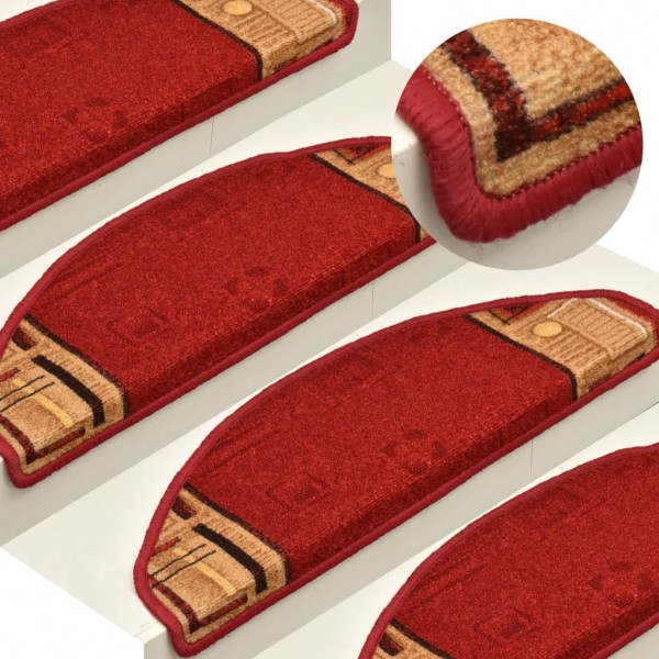 Alfombrilla autoadhesiva de escalera 15 uds roja 65x21x4 cm