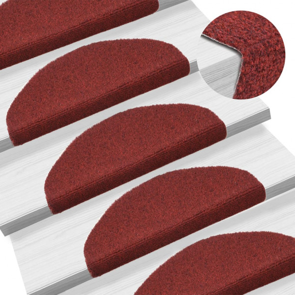 Alfombrilla autoadhesiva de escalera 5 uds 65x21x4 cm roja