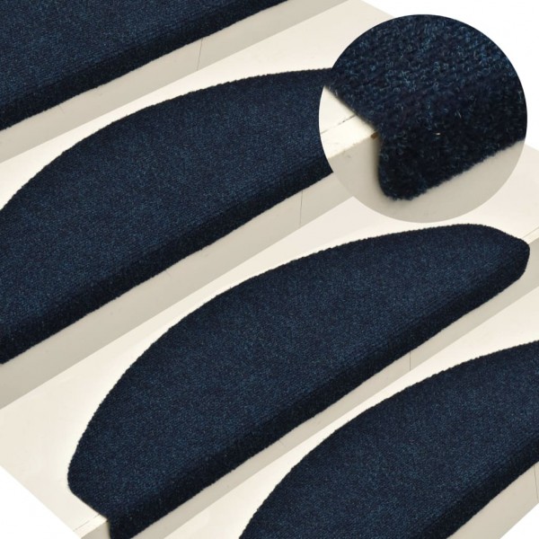 Alfombrilla autoadhesiva escalera 15 uds 56x17x3 cm azul marino