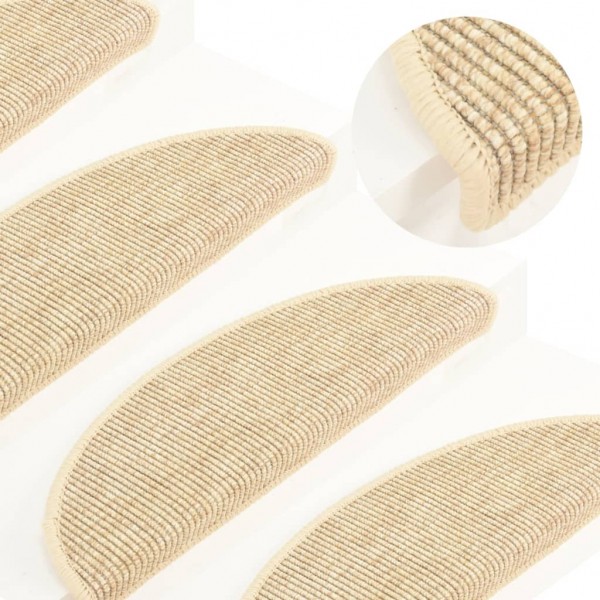 Alfombrilla autoadhesiva escalera 15 uds beige claro 56x17x3 cm