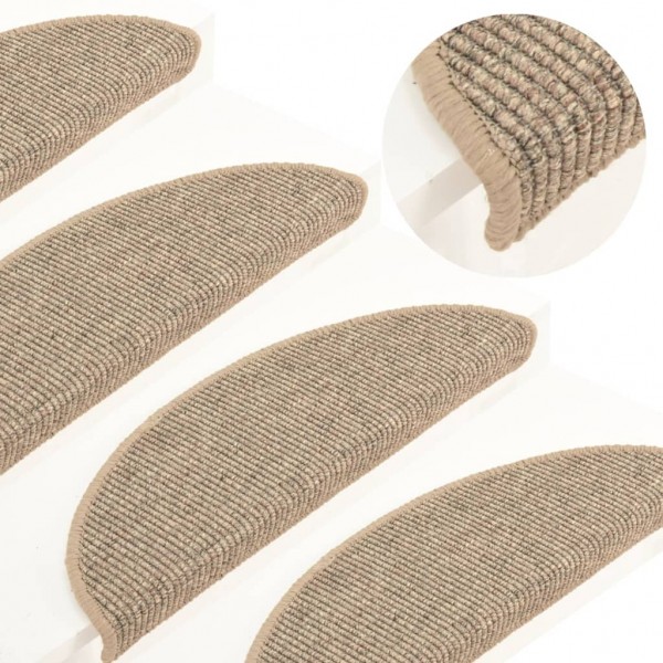 Alfombrilla autoadhesiva escalera 15 uds beige oscuro 56x17x3cm