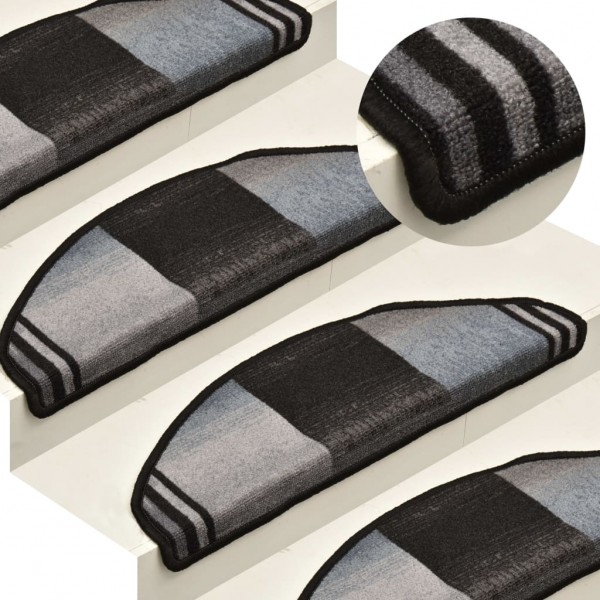Alfombrilla autoadhesiva escalera 15 uds negro gris 65x21x4 cm