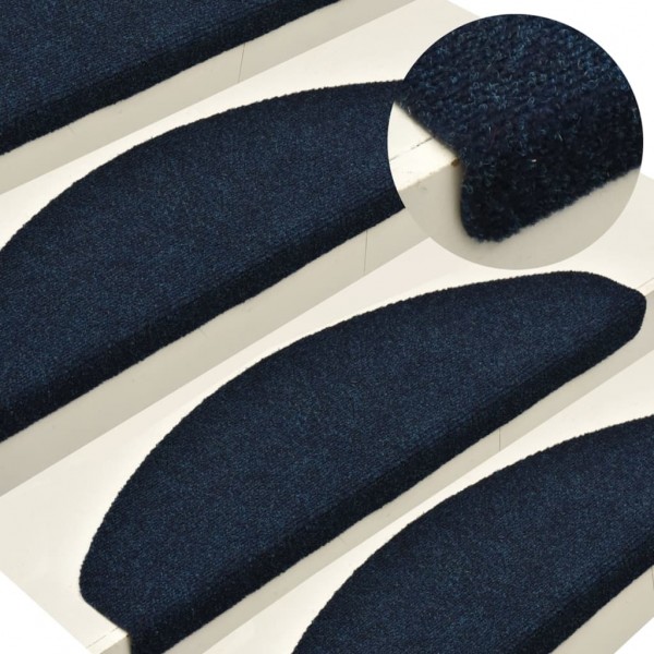 Alfombrilla autoadhesiva escalera 5 uds 65x21x4 cm azul marino