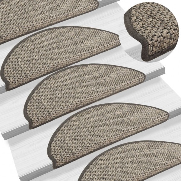 Alfombrilla autoadhesiva escalera sisal 15 uds taupé 65x21x4cm