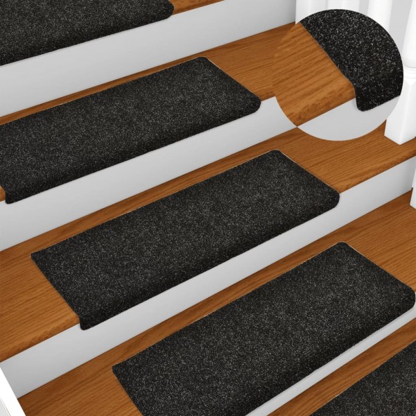 Alfombrillas de escalera 10 unidades negro 65x21x4 cm