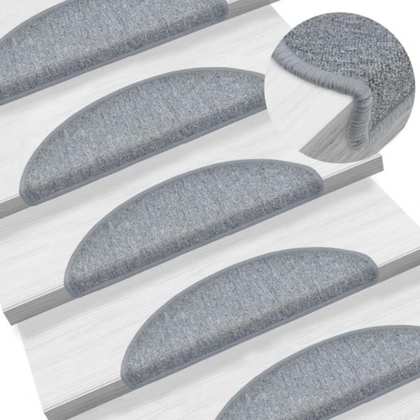Alfombrillas de escalera 15 unidades gris claro 56x17x3 cm