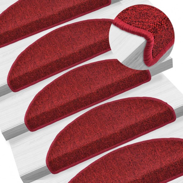 Alfombrillas de escalera 15 unidades rojo burdeos 65x24x4 cm